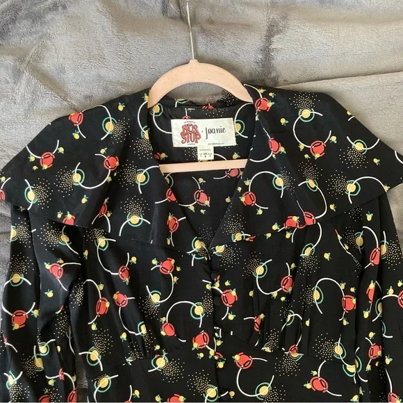 Incredible Bus Stop x Joanie Black Patterned Midi Dress - Picture 11 of 11